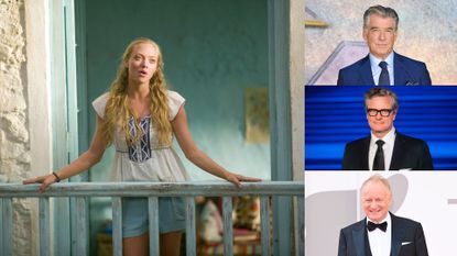 Mamma Mia deleted scene explained. Seen here are Amanda Seyfried, Pierce Brosnan, Colin Firth and Stellan Skarsgard