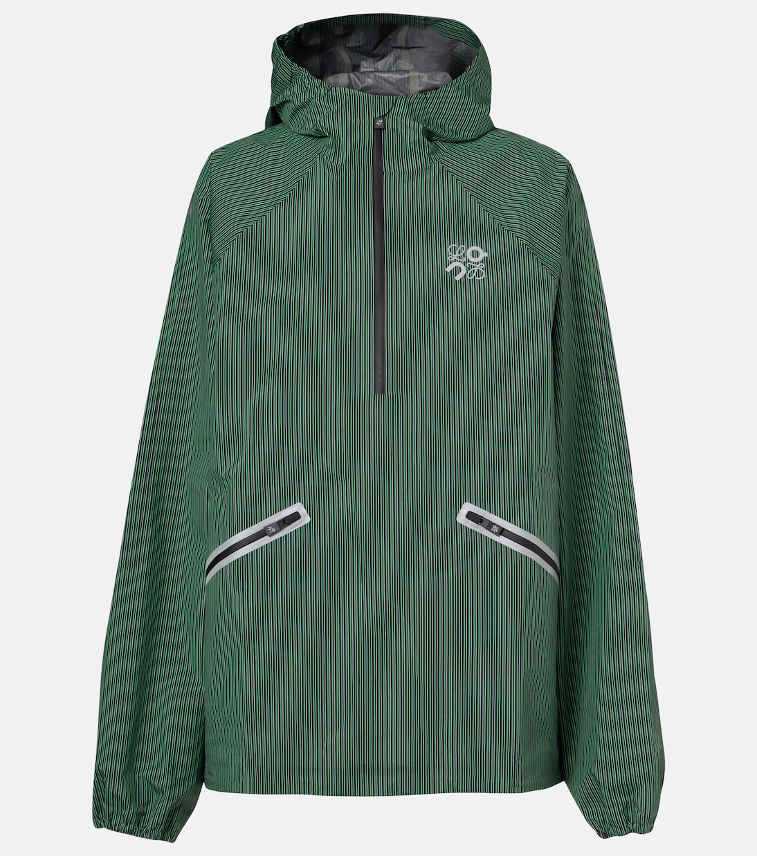 X on Storm Striped Half-Zip Jacket in Green - Loewe