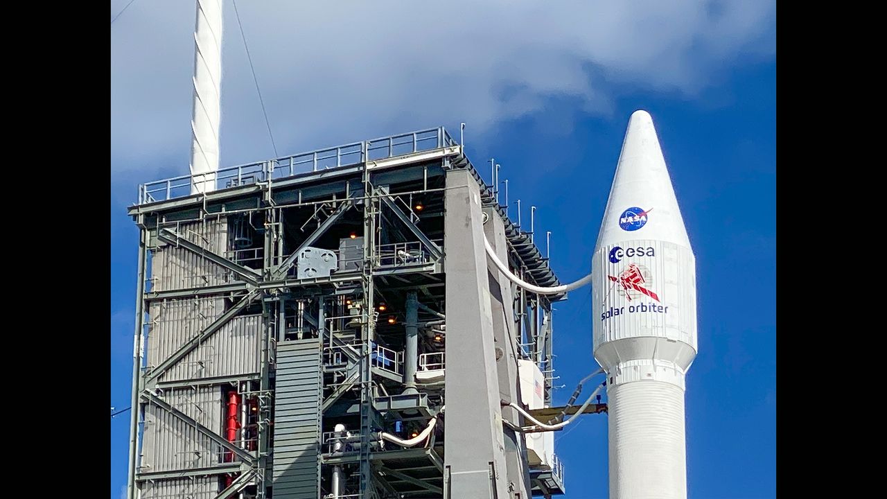The European Space Agency&rsquo;s Solar Orbiter stands ready for launch on the pad of Space Launch Complex 41 at Cape Canaveral Air Force Station in Florida.