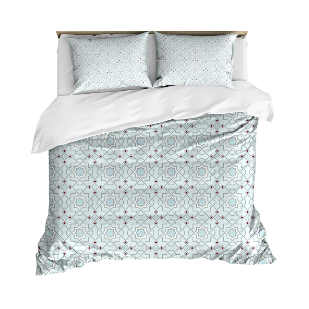 Blue geometric duvet cover set