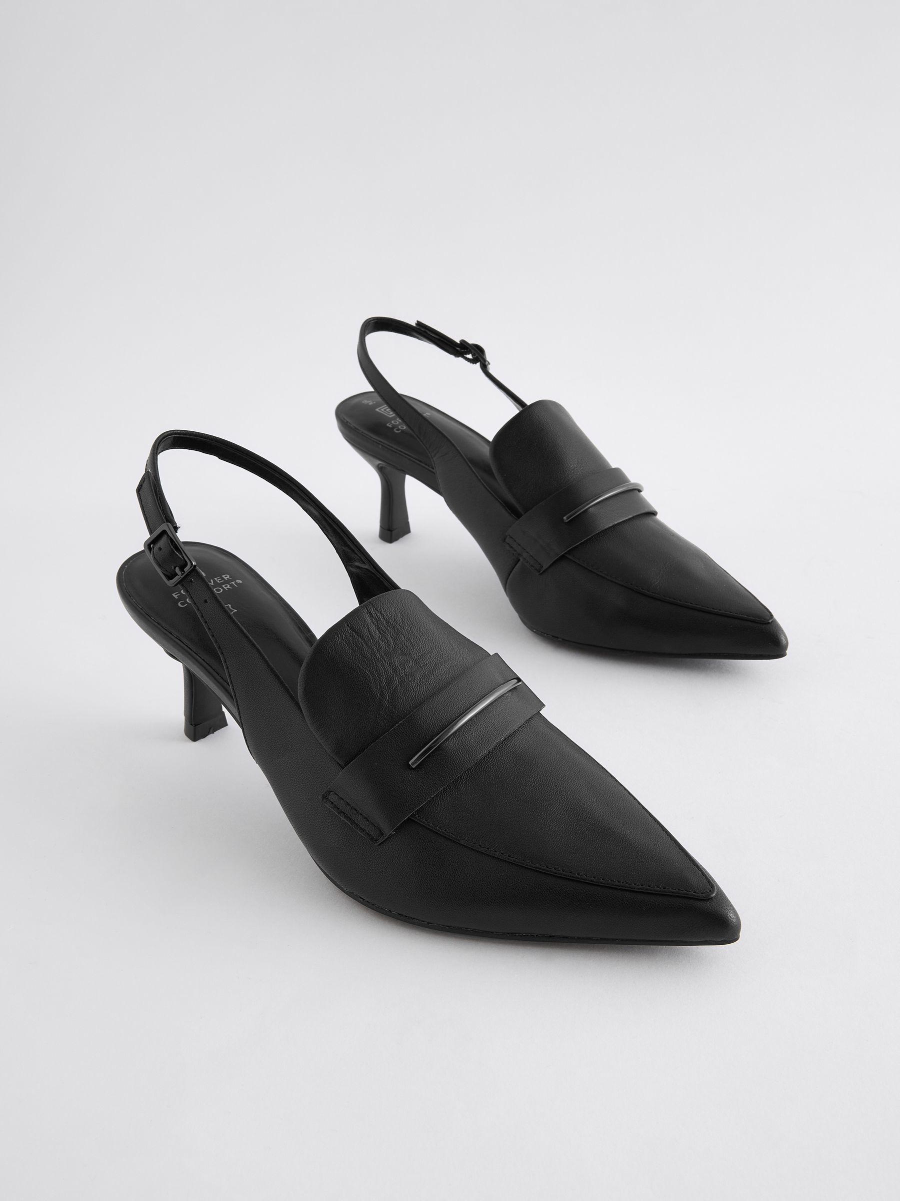 Black Forever Comfort® Point Toe Heeled Loafers