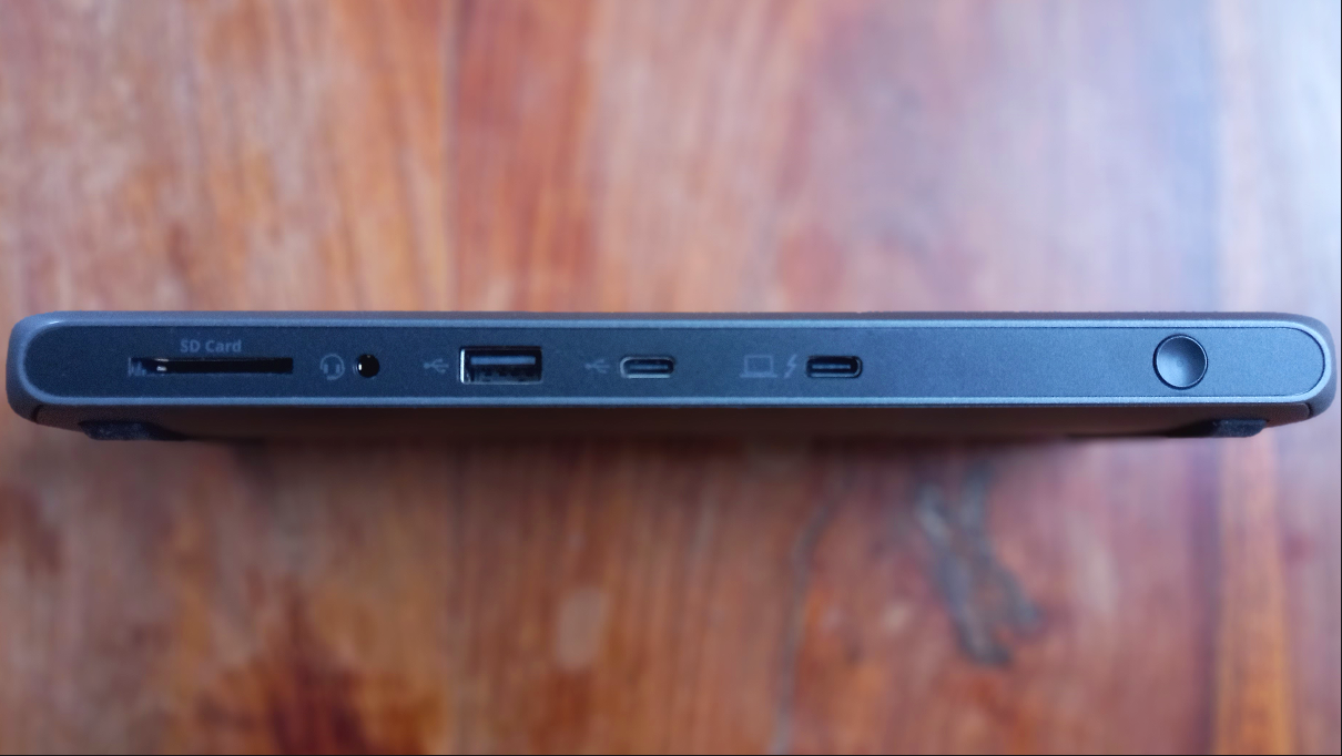 Front side view of TBT200 dock showing ports
