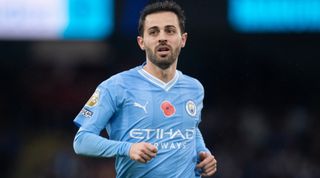 MANCHESTER, ENGLAND - NOVEMBER 4: Bernardo Silva of Manchester City in action during the Premier League match between Manchester City and AFC Bournemouth at Etihad Stadium on November 4, 2023 in Manchester, England. (Photo by Visionhaus/Getty Images)