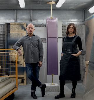 Aurel Basedow and Draga Obradovic standing posing for a picture in their workshop