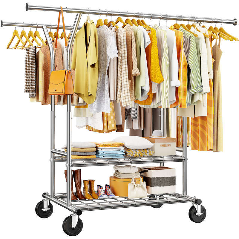 Rebrilliant Majram Garment Rack,adjustable Clothes Hanging Rack,portable Clothings Rack,metal Clothes Rack &amp;amp; Reviews | Wayfair