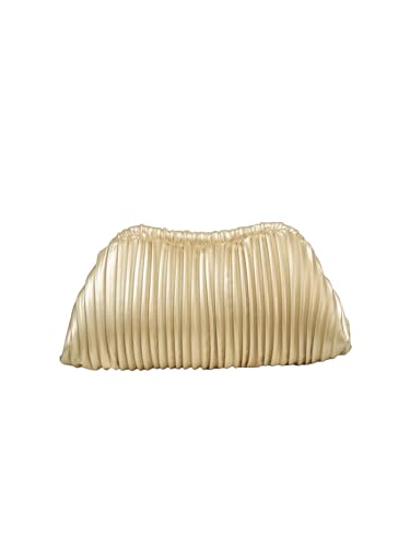 Verdusa Women's Ruched Evening Handbags Clutch Purses Pleated Cloud Crochet Bag Gold One-Size
