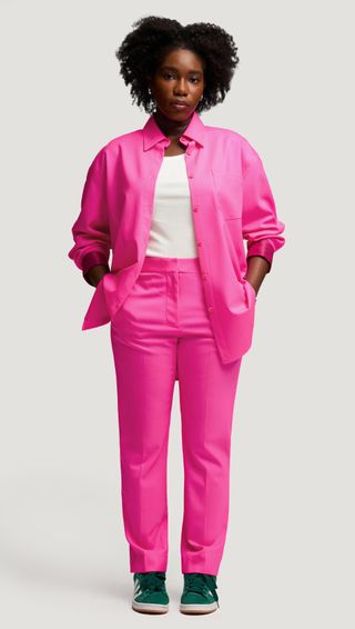 #votingsuitsyou Trouser in Seasonless Wool | Bright Pink