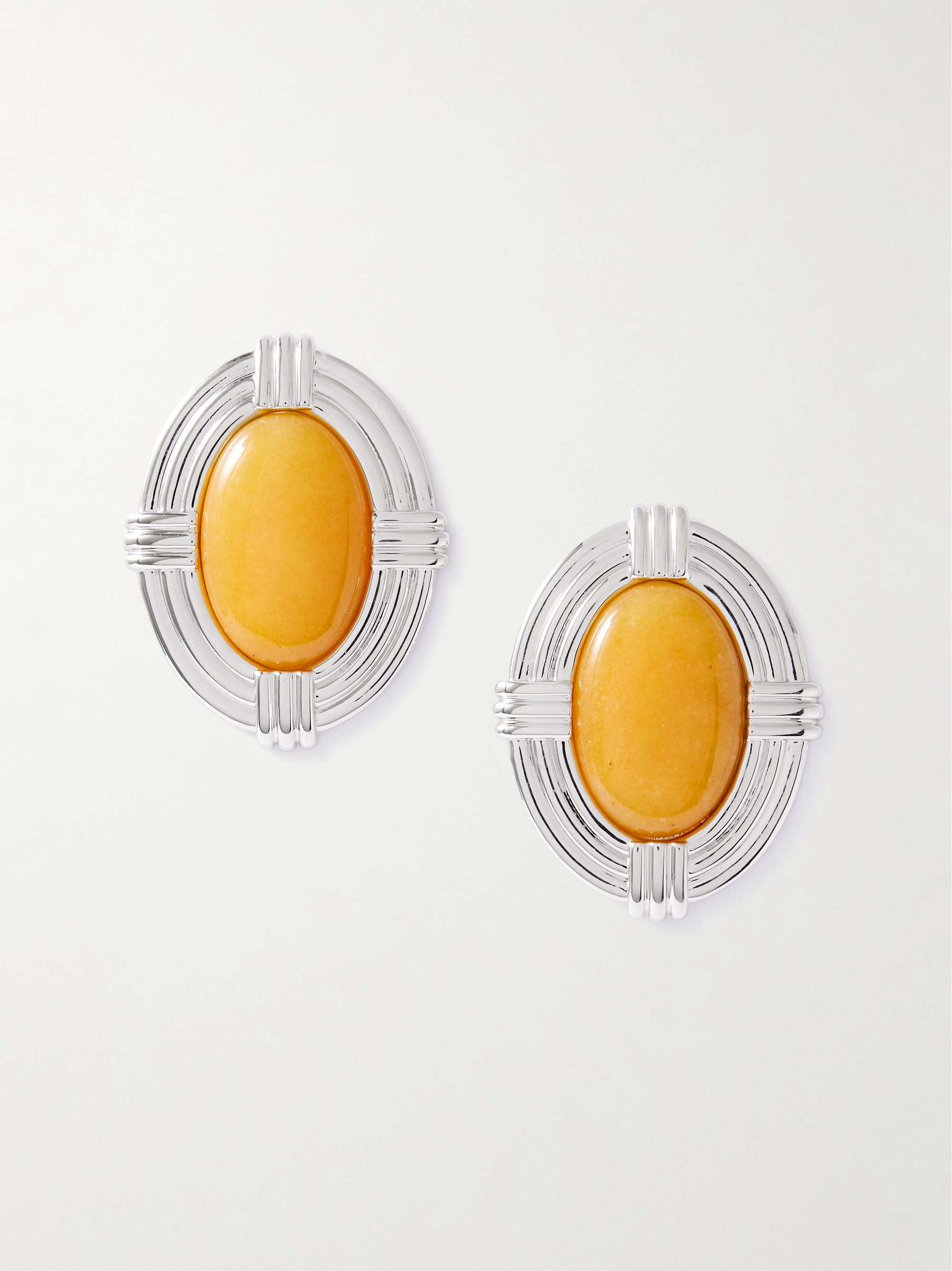 Hera Rhodium-Plated Agate Earrings