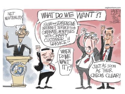 Obama cartoon net neutrality GOP corporate