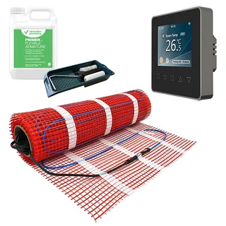 Caldo Underfloor Heating Kit w. Black Programmable Timerstat Bundle