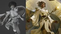 Image from a fantasy art tutorial using 3D blockouts