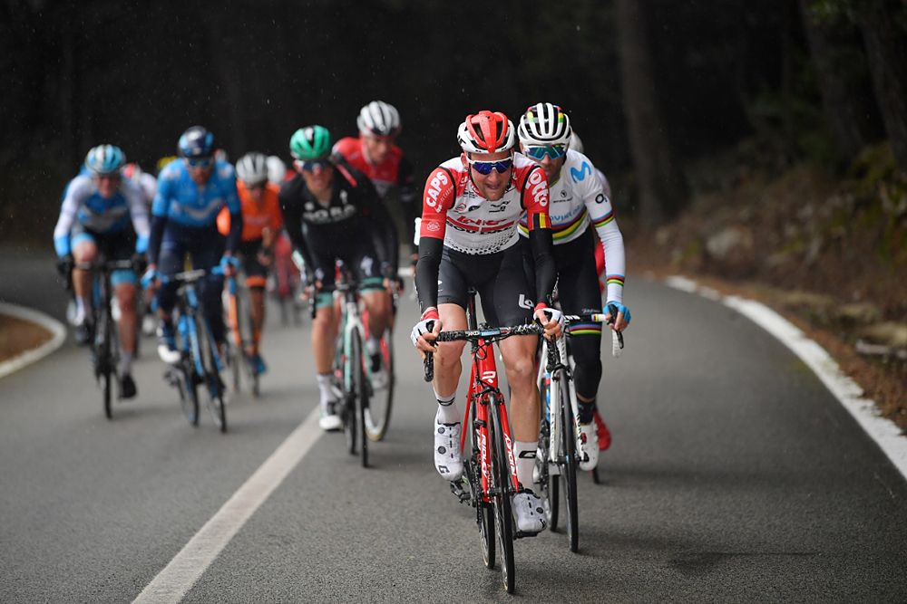 Tim Wellens (Lotto Soudal) pulls the field ahead of winning the Challenge Mallorca's Trofeo Serra de Tramuntana