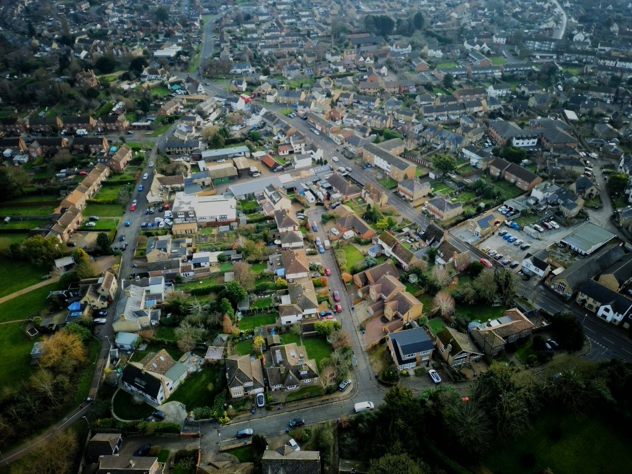 Drone shot of a small town