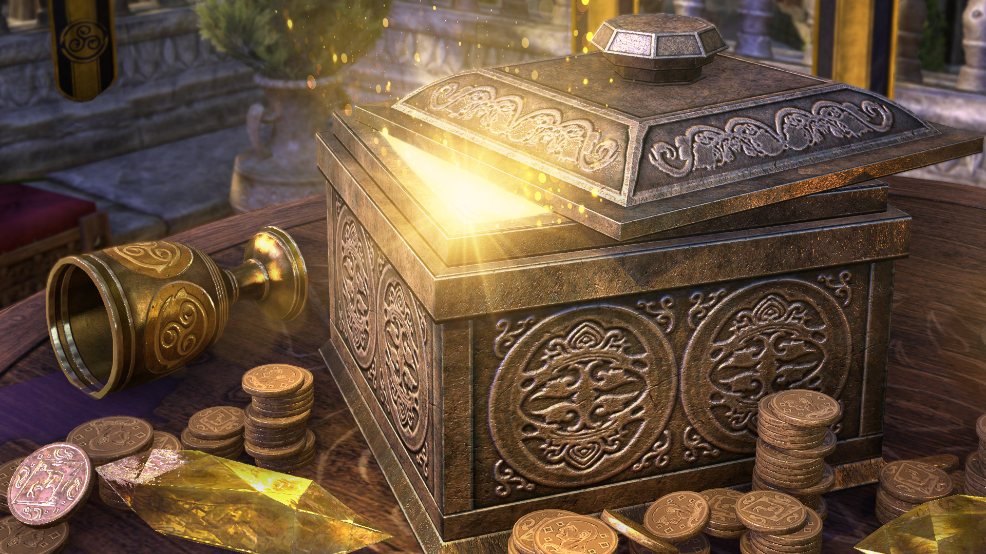 A trove of treasure from the Gold Bazaar in The Elder Scrolls Online.