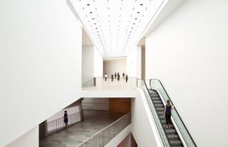 Tel Aviv Museum of Art interior with escalator