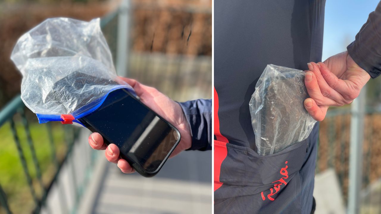 A phone in a sandwich bag