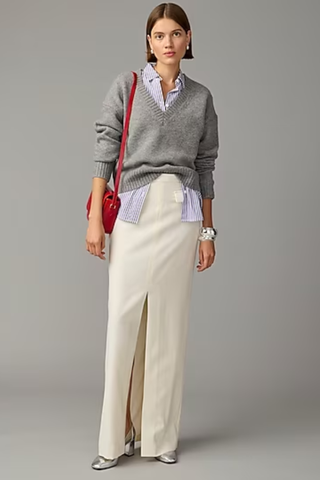 J.Crew Collection tuxedo maxi skirt in wool