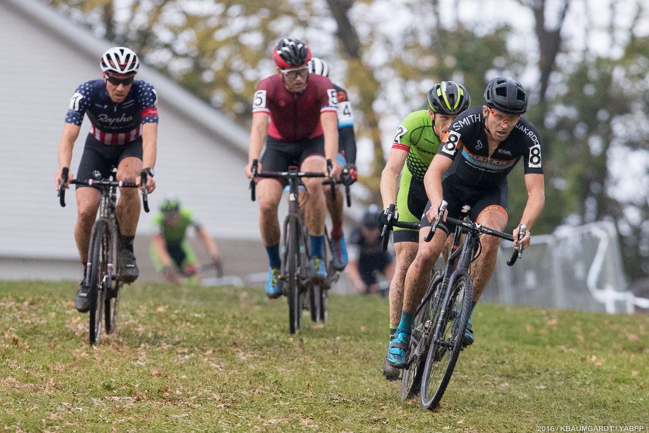 Hyde works his way forward with Powers close behind and Curtis White rapidly closing in.