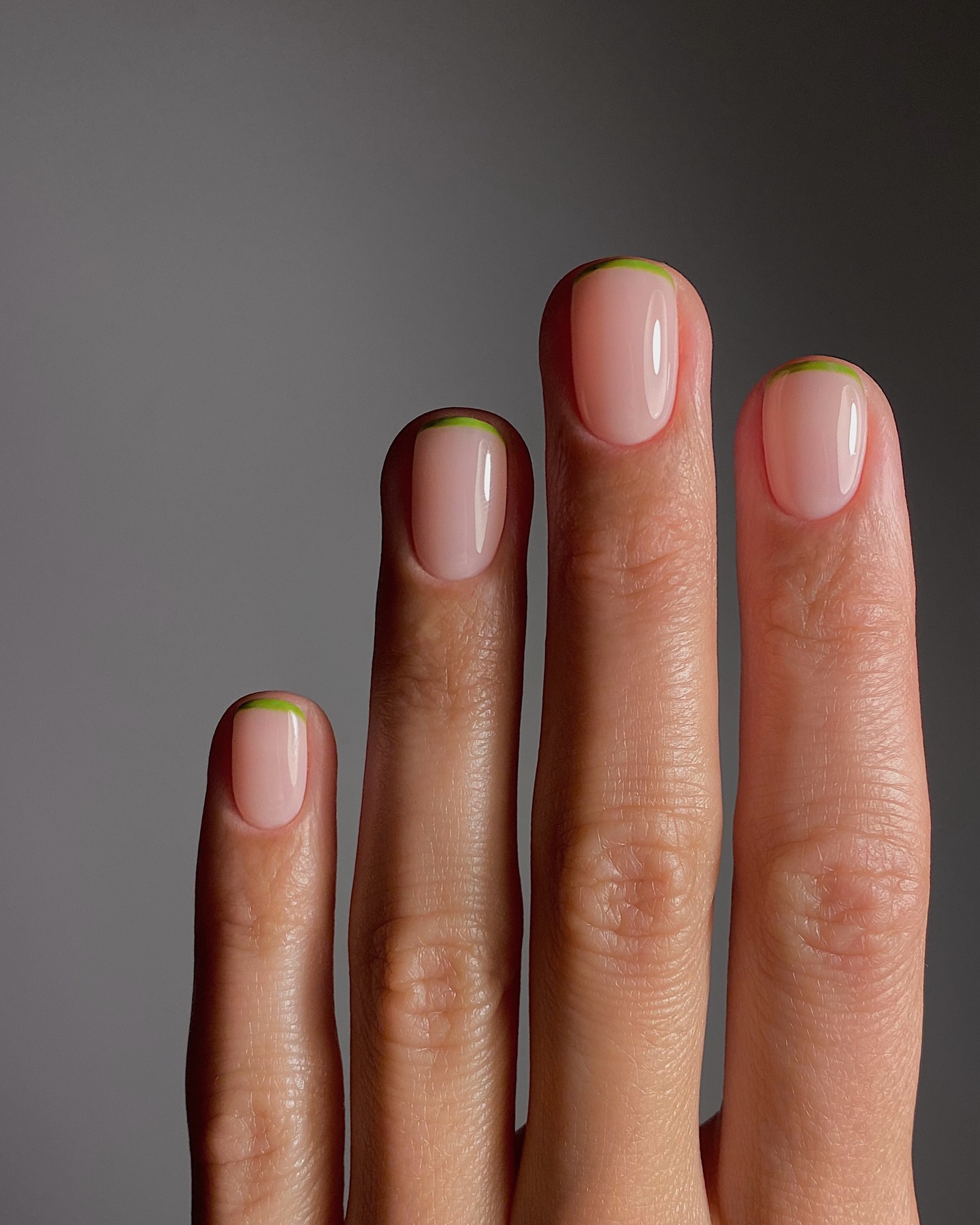 @matejanova pistachio green French tip nails