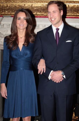 Prince William and Kate Middleton pose for photographs in the State Apartments of St James's Palace
