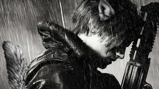 Leon from Leon Must Die Forever in black and white with a wolf ear and wolf tail.
