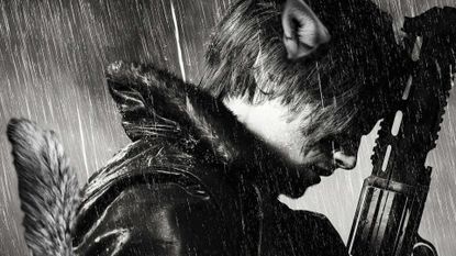Leon from Leon Must Die Forever in black and white with a wolf ear and wolf tail.