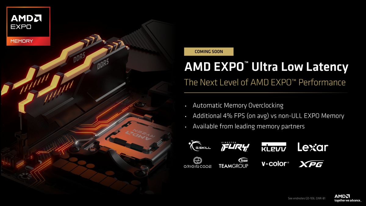 A presentation slide from AMD's Computex 2026 press pack, showing the announcement and details for its EXPO ULL update