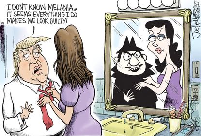 Political cartoon U.S. Trump Melania&nbsp;russia&nbsp;Putin allegations boris natasha