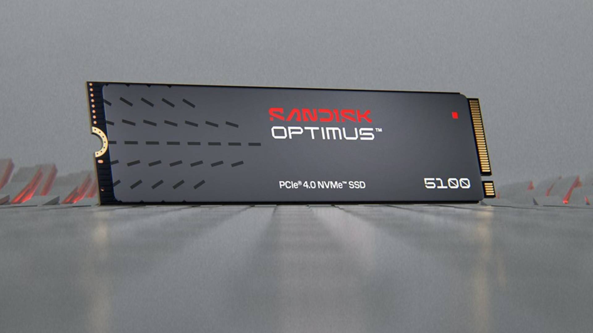 Official marketing image of a new Sandisk Optimus SSD.
