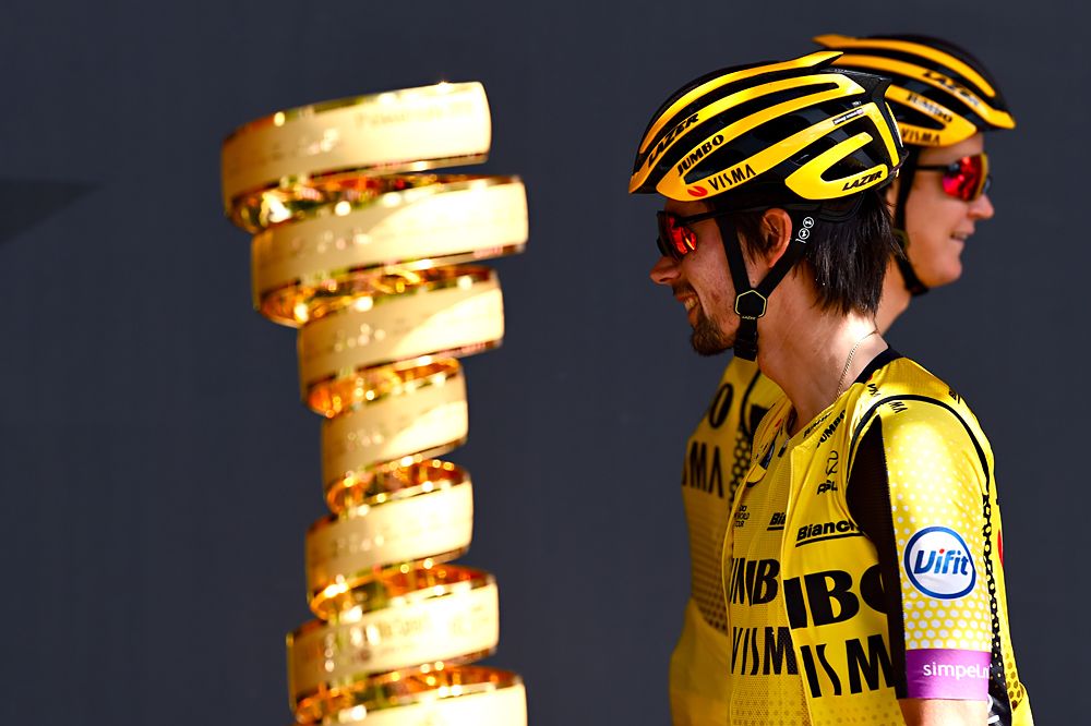 Primoz Roglic (Jumbo Visma) still eyeing the winner's trophy at the start of stage 18 at the Giro d'Italia