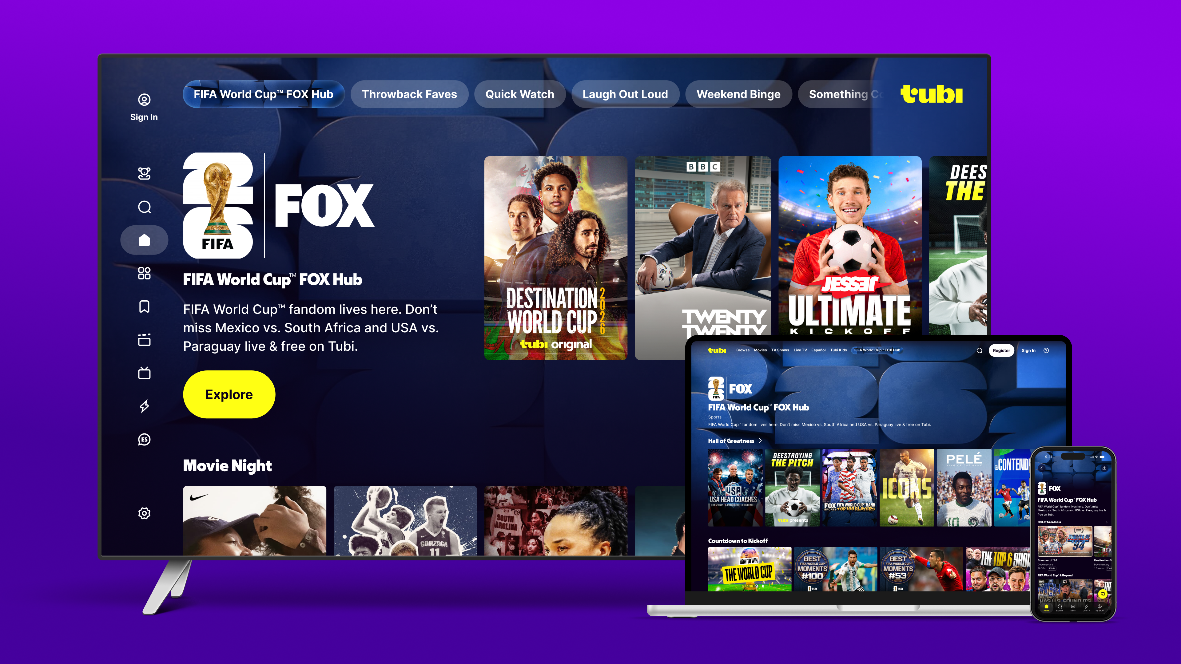 Tubi's 2026 FIFA World Cup Fox Hub