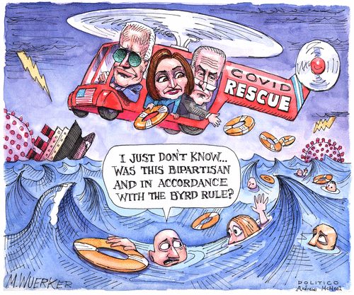 Political Cartoon U.S. biden covid stimulus&nbsp;