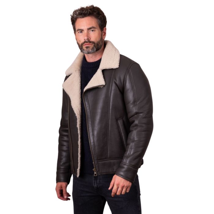 Lakeland Leather, Javelin Sheepskin Aviator Jacket in Brown