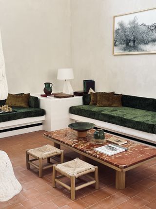 Living space at Les Hauts de Gordes Bastide curated by Joséphine Fossey Office