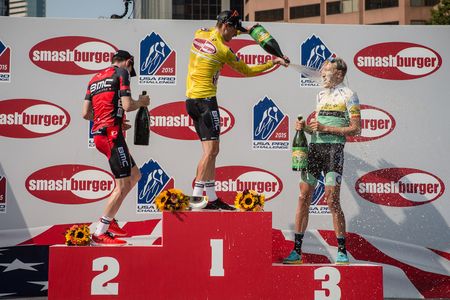 Rob Britton (SmartStop) takes all the beer he can get after a touch week of racing