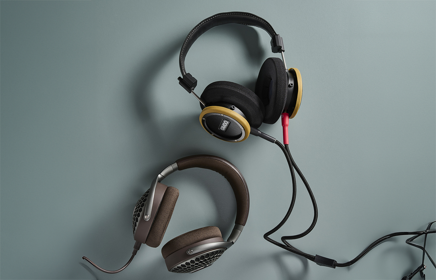 Two pairs of over-ear headphones