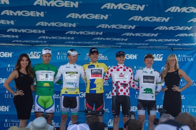 Today's classification leaders on the podium.