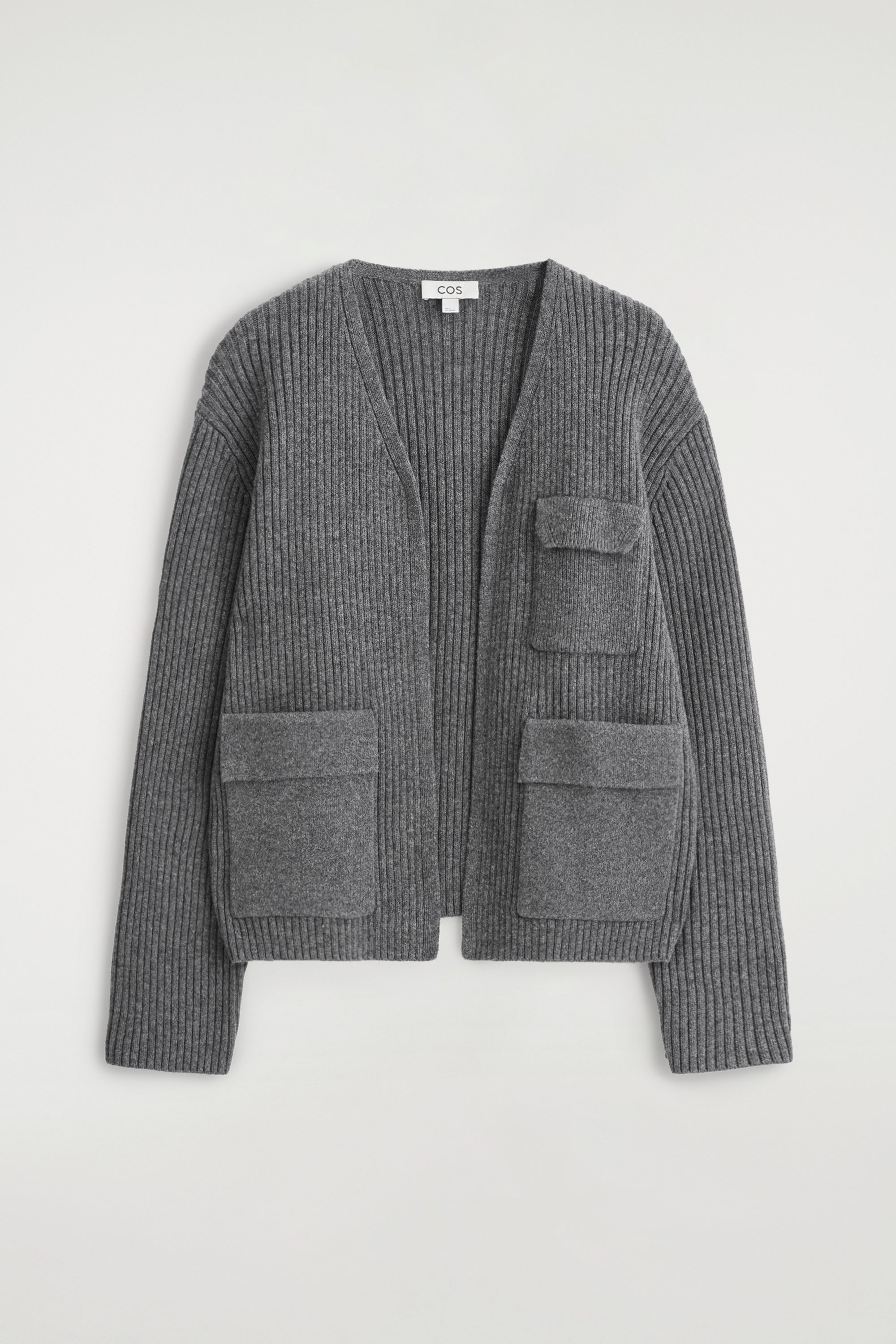 Ribbed Merino Wool Utility Cardigan