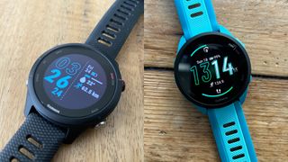 Photo collage of Garmin Forerunner 255 and Garmin Forerunner 165