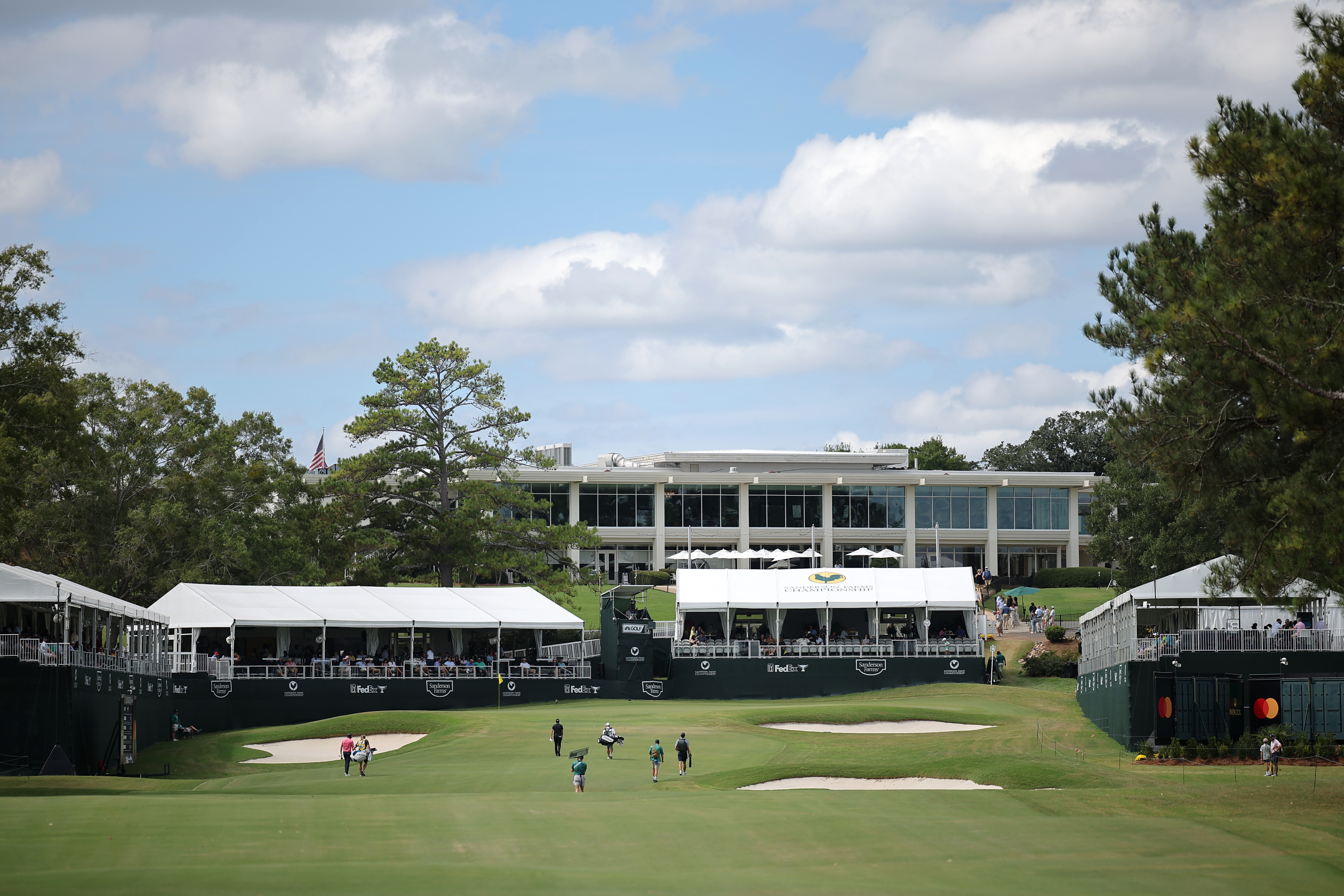 A general view down The Country Club of Jackson&#039;s 18th hole during the Sanderson Farms Championship