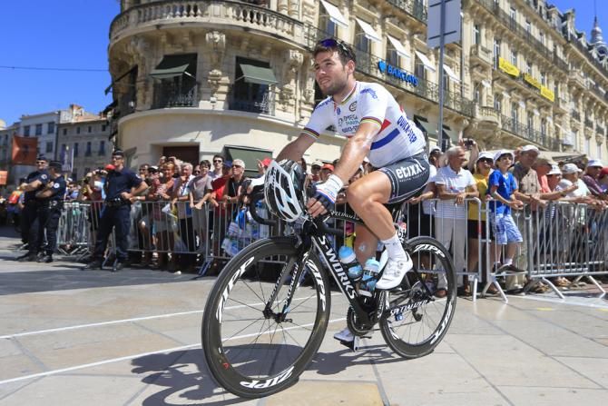 British champion Mark Cavendish (Omega Pharma-QuickStep) awaits the start of stage 7