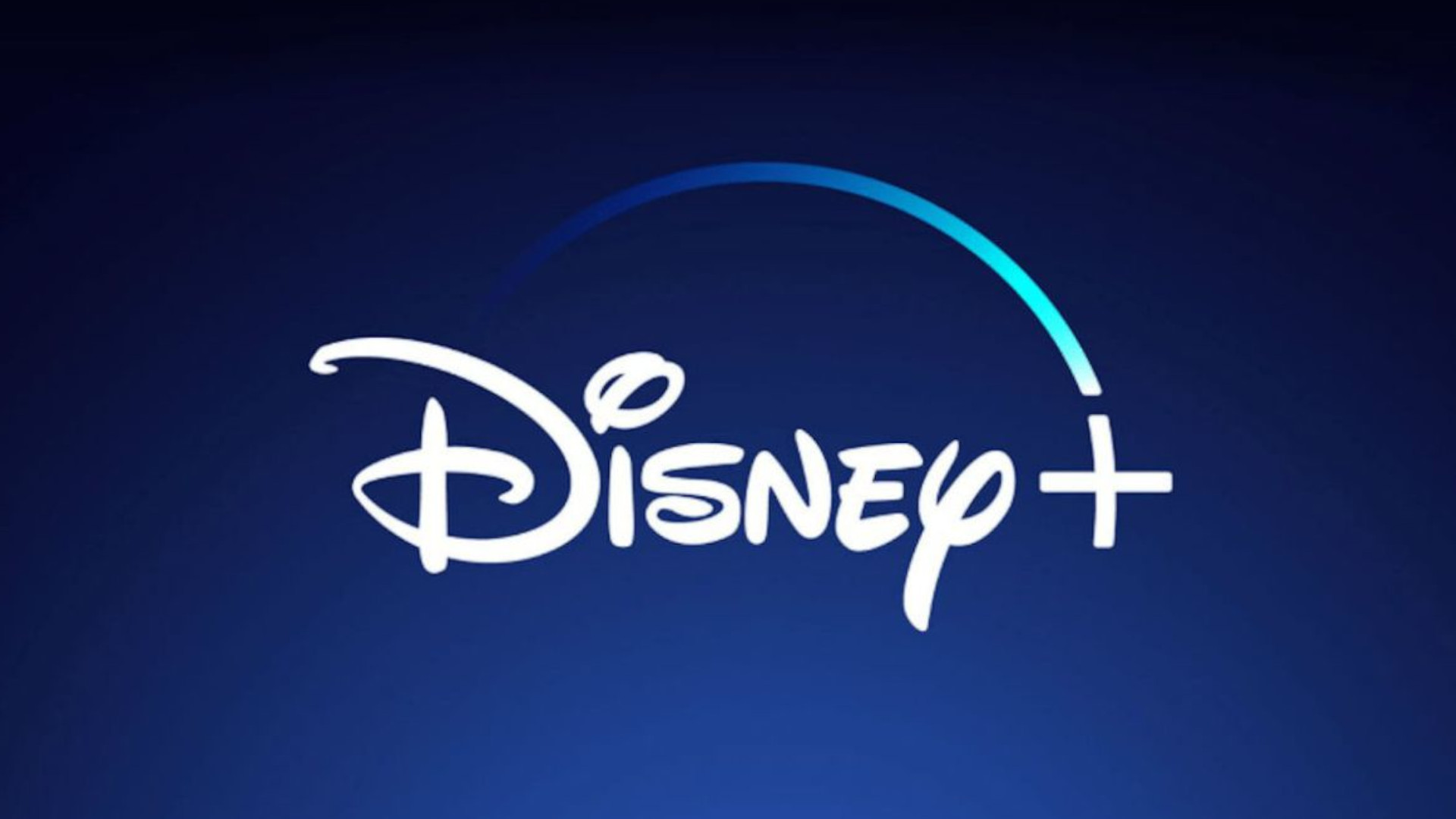 Tangkapan layar logo Disney Plus dengan latar belakang biru.