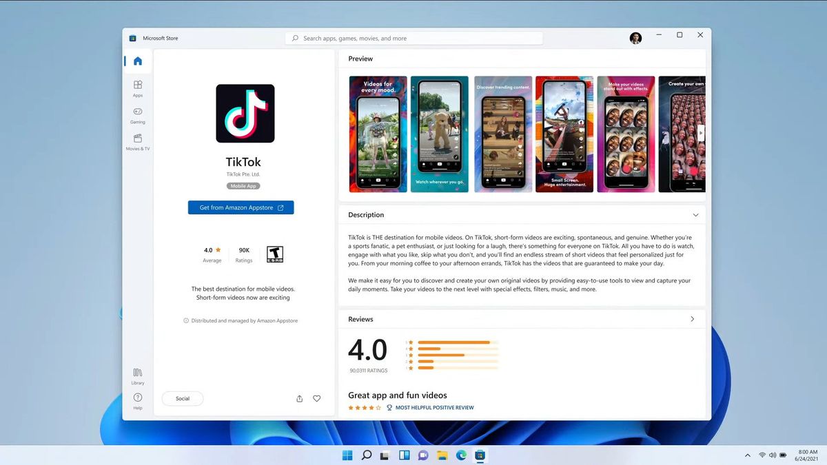 Windows 11 Android Store Tiktok