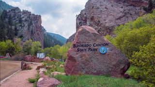 Eldorado Canyon State Park welcome sign in Colorado