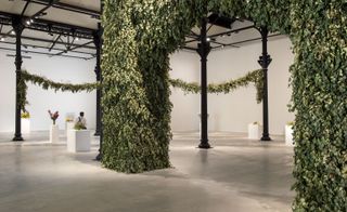 An exhibiton space filled with green plants