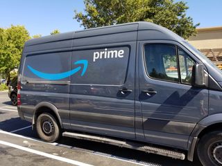 close-up of an Amazon Prime delivery van