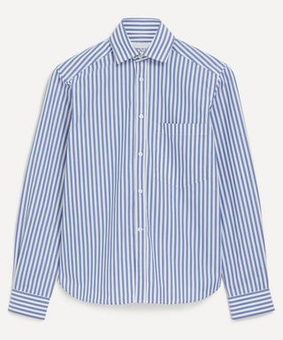 The Classic Poplin Royal Blue Stripe Shirt