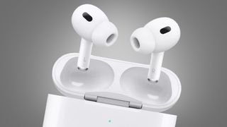 Apple AirPods Pro 2 harmaalla taustalla