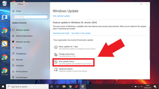 How to uninstall a Windows 10 update - view update history