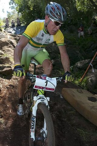 Chris Jongewaard descends a tricky part of the course as he heads towards another victory.